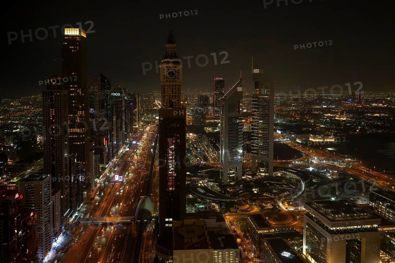 Sheikh Zayed Road and Skyline, Dubai, United Arab Emirates, UAE