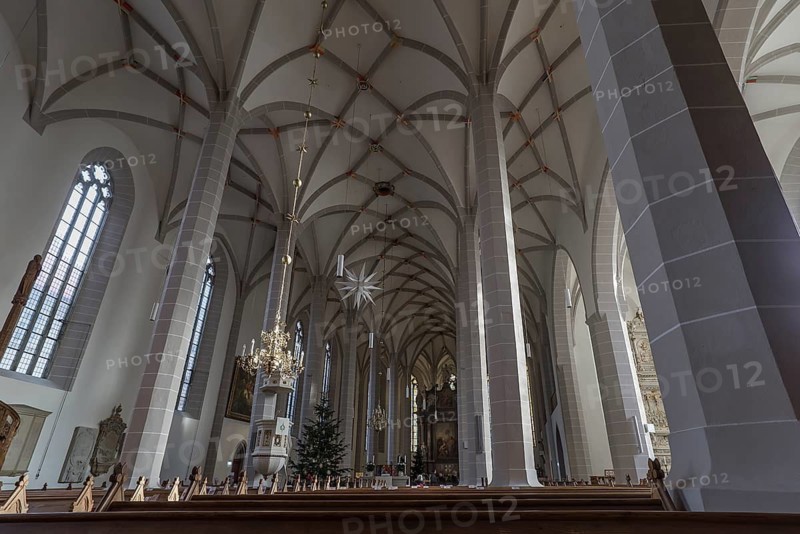 Interior of St. Peter's Cathedral, Simultankirche, built in 1213-1221, Bautzen, Upper Lusatia, Saxony, Germany