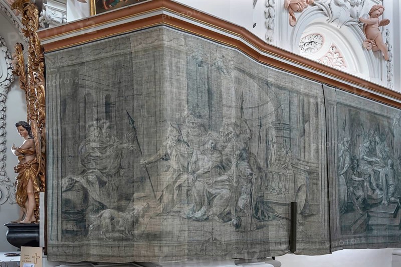 Lenten hanging on canvas painted on both sides, Kremser Schmidt painted in 1777, left chancel of the parish church of the Assumption of Mary, Garsten, Upper Austria