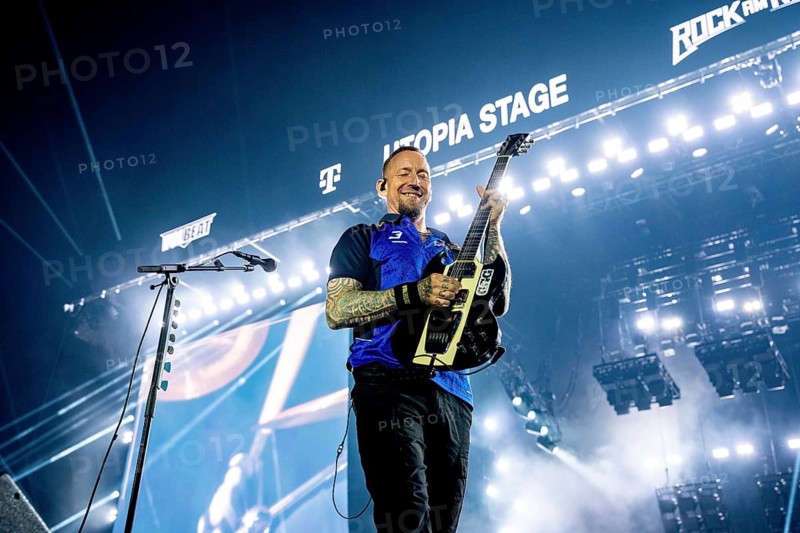 Nürburg, 06.06.26 - Michael Poulsen, singer and guitarist of the Danish metal band Volbeat, performing at Rock am Ring 2026 at the Nürburgring race track race track