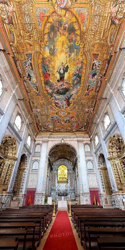 Cathedral of Our Lady of the Immaculate Conception, Adorned ceiling, Santarem, Ribatejo, Portugal