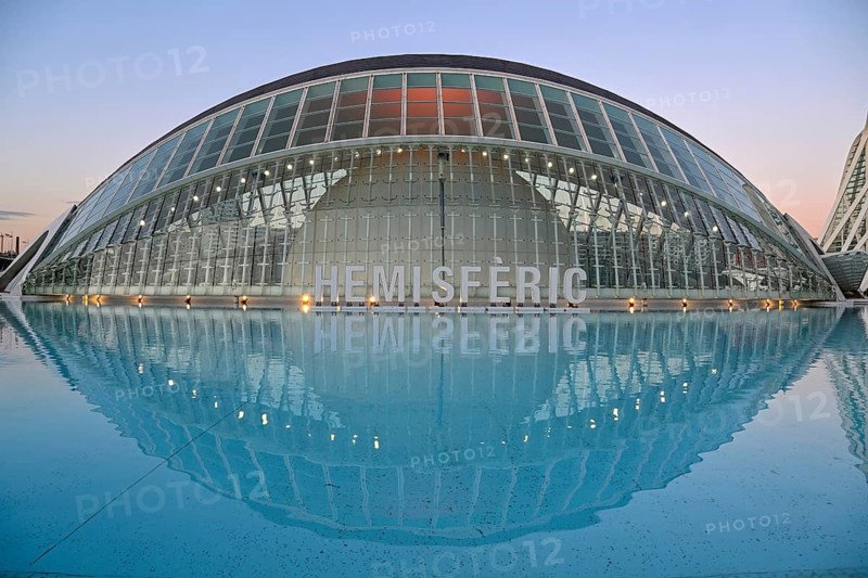 L'Hemisferic, IMAX cinema, Ciudad de las Artes y de las Ciencias, city of arts and sciences built by Spanish architect Santiago Calatrava, Valencia, Spain