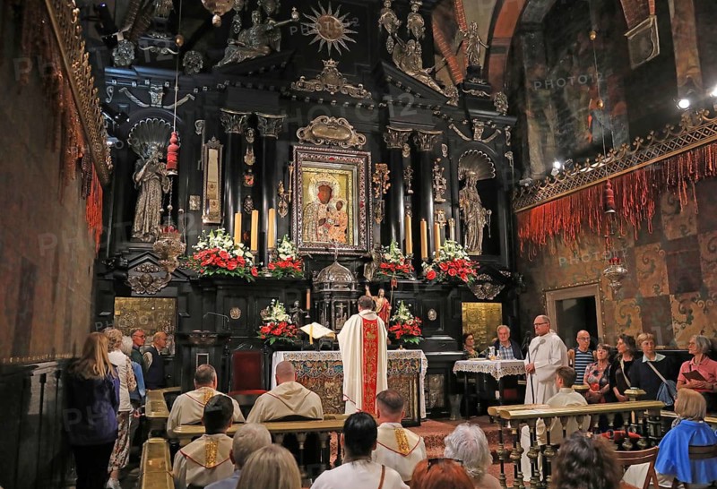 The altar of the Black Madonna in the chapel of the Jasna Góra Pauline monastery in Czestochowa, Poland