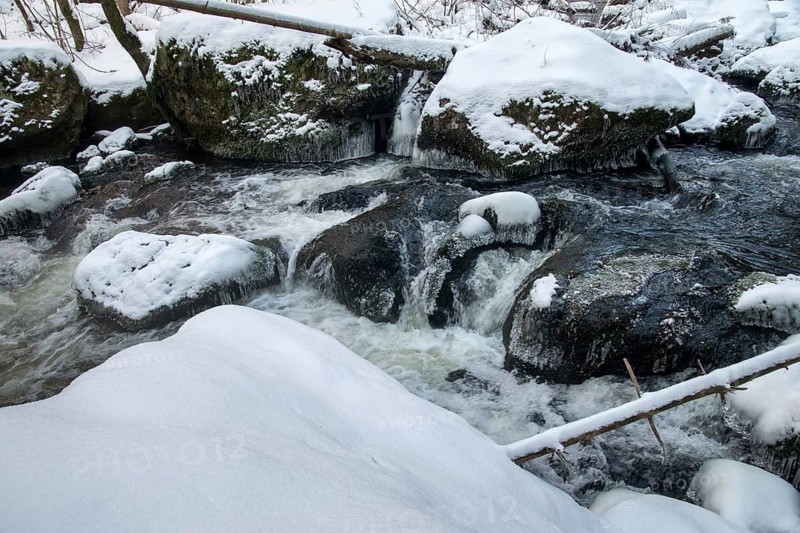 Saxony, Triebtal, ice, flowing water, landscape, snow, atmosphere, Vogtland, winter