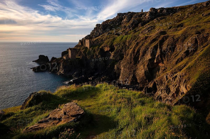 Ruin, Crown Mine Engine Houses, Botallack Tin Mine, Tin Mine, Tin Mine, Mining, Pendeen, Trewellard near St Just in Penwith, Coast, Cliffs, Evening, Cornwall, England, Great Britain, Great Britain