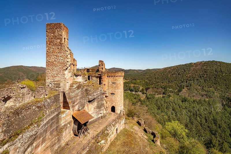 The Dahner castle group consisting of Altdahn, Grafendahn and Tanstein castles in Dahn, Rhineland-Palatinate, Germany