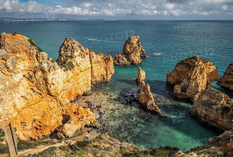 Stunning gorgeous natural beauty found in the Portuguese coast at Ponte da Piedade, showcasing shoreline cliffs