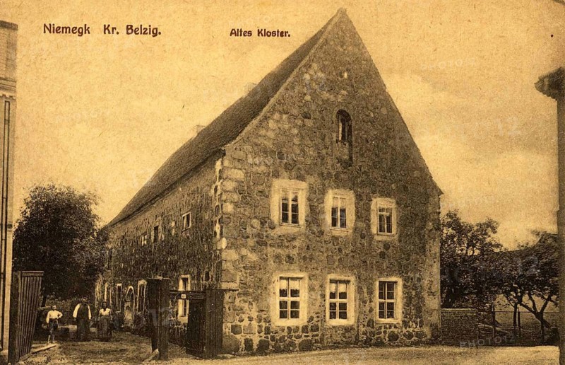 This historic building at Großstraße 50 in Niemegk is popularly known as the Old Monastery, although historically speaking it was never a monastery. It is considered one of the oldest buildings in the state of Brandenburg, Germany, authentic reproduction of an old postcard, around 1910, historical, exact date unknown