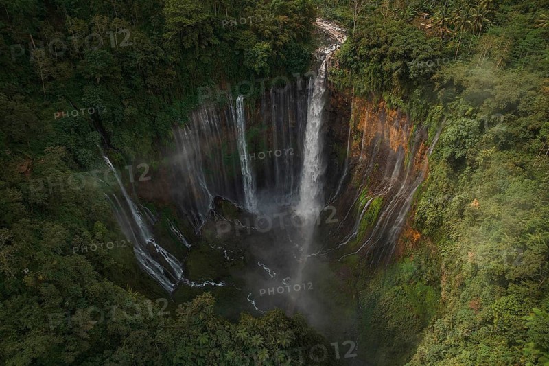 Aerial view of Tumba Sewu Waterfall, Java, Indonesia
