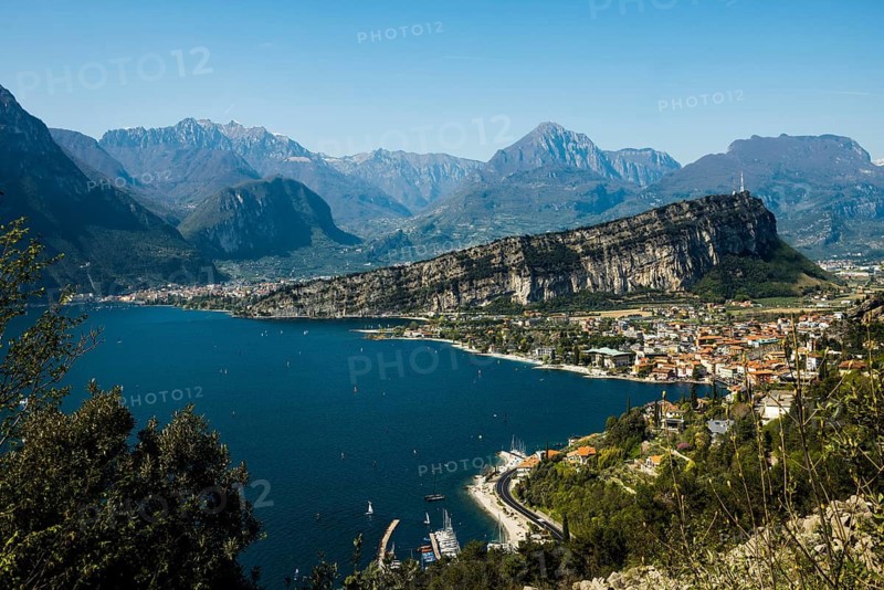 Panorama, Busatte Tempesta, hiking trail, Torbole, Lake Garda, Trento, Trentino-Alto Adige, Italy