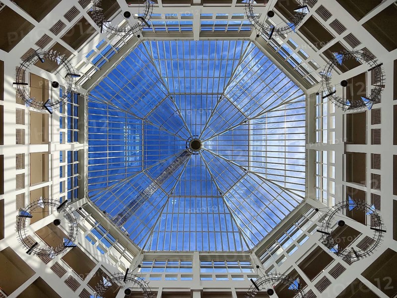 Atrium, view, interior view of the central hall in the town hall in Dortmund, Ruhr area, North Rhine-Westphalia, Germany