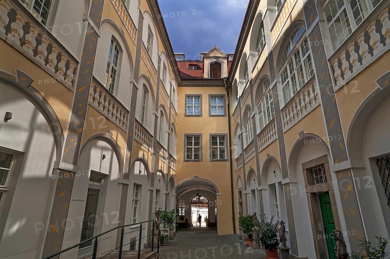 Courtyard of the Baroque House, Görlitz Collections of History and Culture, Neißstraße 30, Görlitz, Upper Lusatia, Saxony, Germany