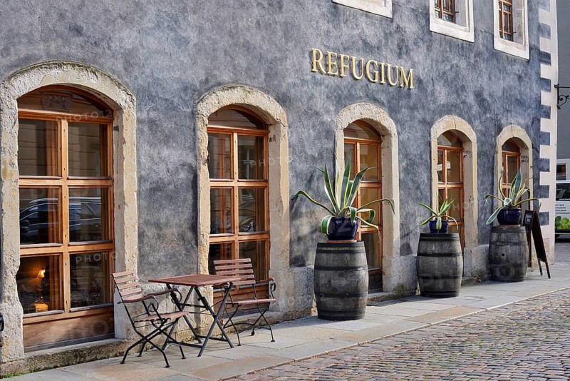 Wirtshaus Refugium, Façade, Pirna, Saxon Switzerland-Eastern Ore Mountains, Saxony, Germany