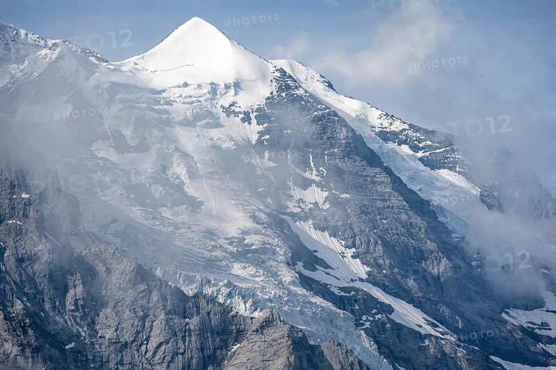 Glaciated summit of the Jungfrau, Bernese Alps, Bernese Oberland, Switzerland