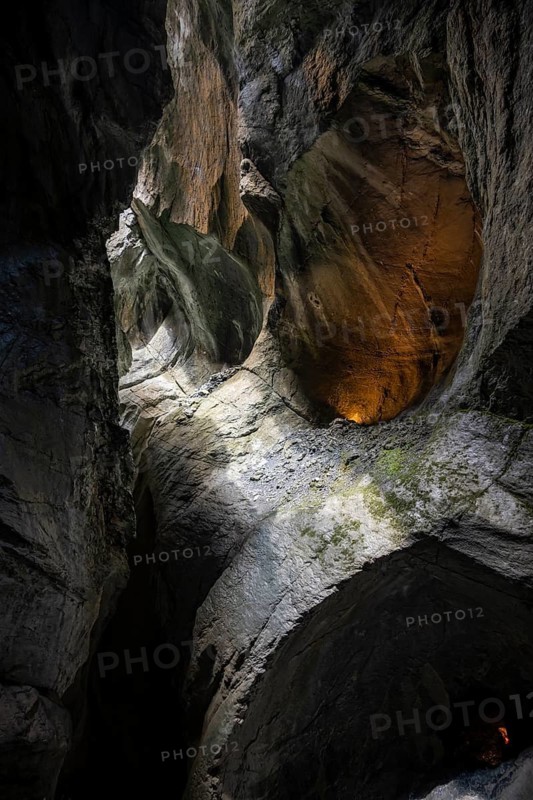 Trümmelbach gorge, Trümmelbach Falls, long time exposure, Lauterbrunnen, Bernese Oberland, Switzerland