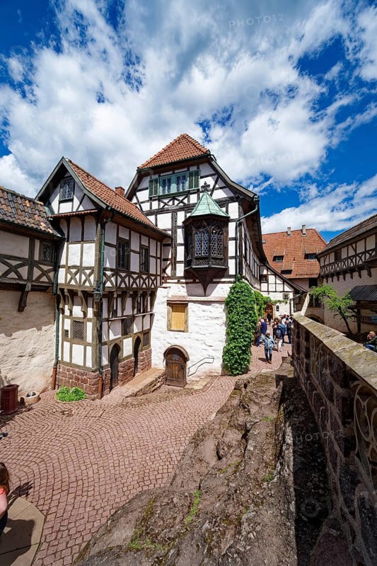 Bailiwick with Nuremberg bay window, castle courtyard, Wartburg, castle in the Thuringian Forest, UNESCO World Heritage, Eisenach, Thuringia, Germany
