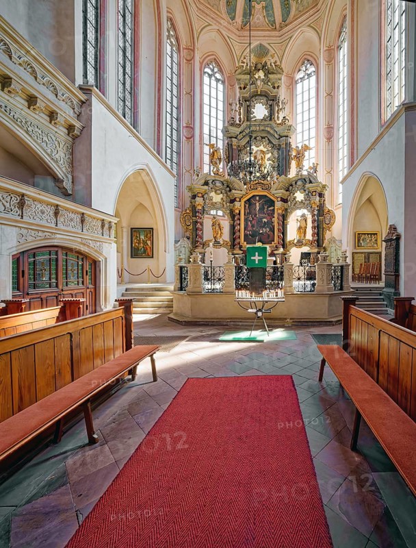 Naumburg Evangelical Lutheran City Church St. Wenzel, interior view of the altar, market square, Naumburg, Saxony-Anhalt, Germany