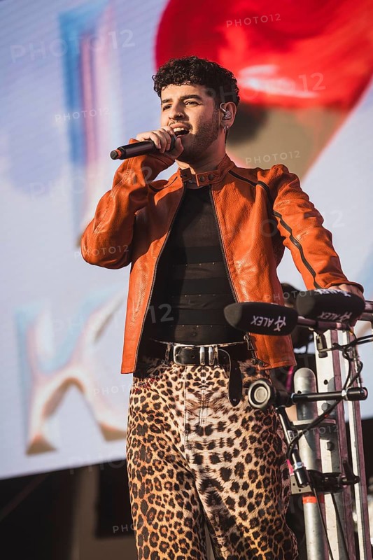 Rapper Baran Kok performing at the opening of CSD Berlin 2006 on 24.07.2026 at the Brandenburg Gate
