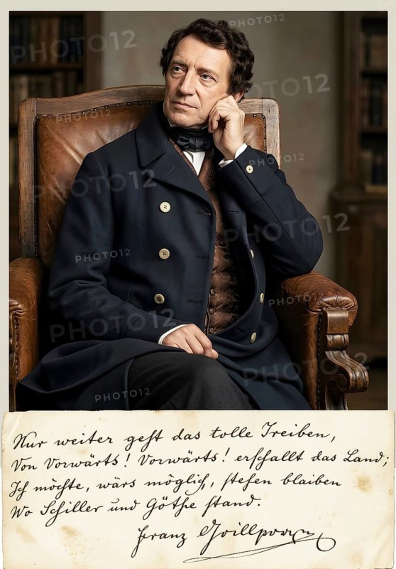 Franz Grillparzer painted after life, historical illustration, illustration, depiction, historical personality, author, digitally edited