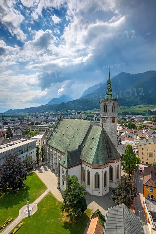 Parish Church of the Assumption of Mary, seen from the New Bell Tower, Schwaz, Tyrol, Austria