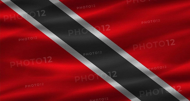 Trinidadian flag with fabric texture. Realistic flag of Trinidad and Tobago waving