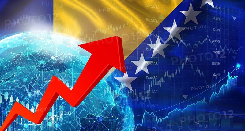 Global financial growth with Bosnia flag. Financial growth with Bosnia flag on economic background