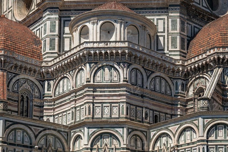 Detailed view, Cathedral of Santa Maria del Fiore, Cathedral, Duomo by Filippo Brunelleschi, UNESCO World Heritage Site, Old Town, Florence, Tuscany, Italy