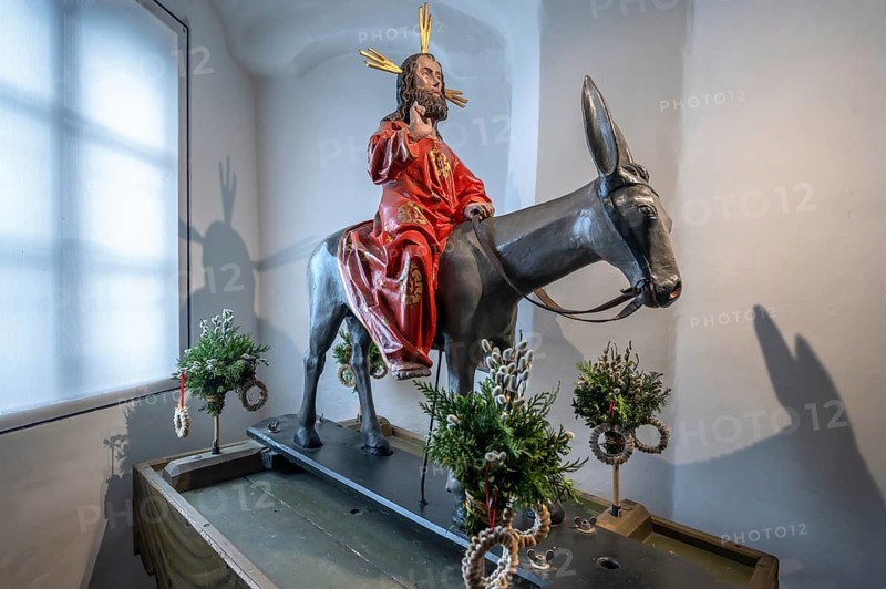 Palmesel from 1500, church museum of the parish church of St. Dreifaltigkeit, Kösslarn, Marktplatz 35, Lower Bavaria, Germany