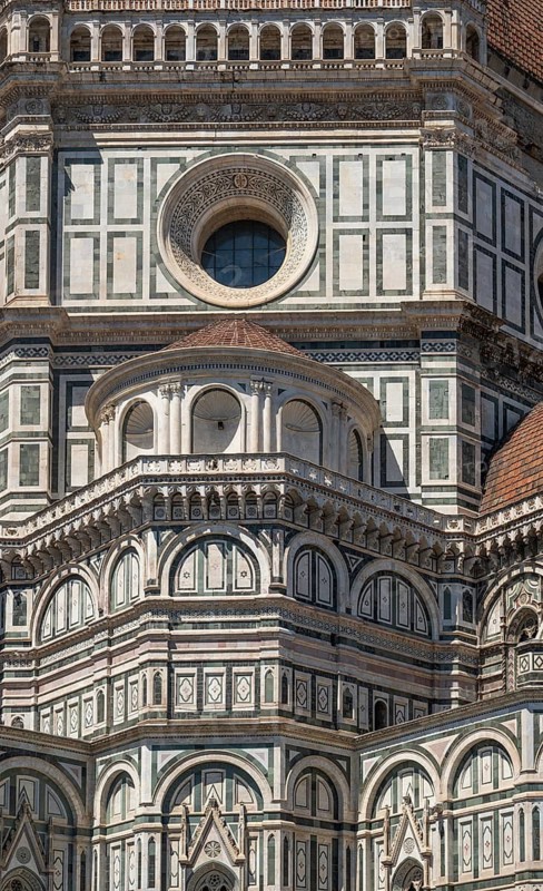 Detailed view, Cathedral of Santa Maria del Fiore, Cathedral, Duomo by Filippo Brunelleschi, UNESCO World Heritage Site, Old Town, Florence, Tuscany, Italy