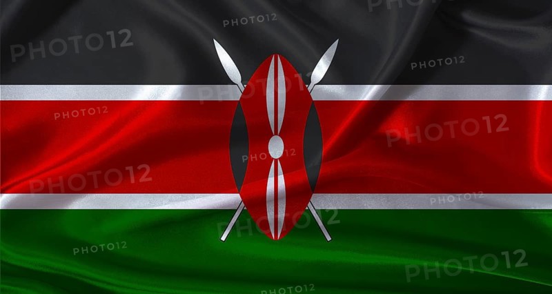 National flag of Kenya with cloth texture. Kenya flag with realistic texture background