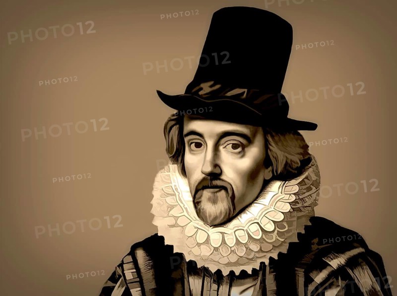 Portrait of Sir Francis Bacon, Baron Baco of Verulam, 1561 - 1626, English lawyer, statesman, essayist, historian, intellectual reformer, philosopher and scientist, digitally edited