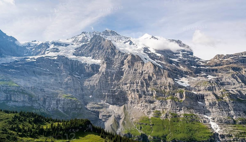 Mountain panorama with peaks Mönch and Jungfrau, Kleine Scheidegg, Jungfrau region, Bernese Oberland, Switzerland