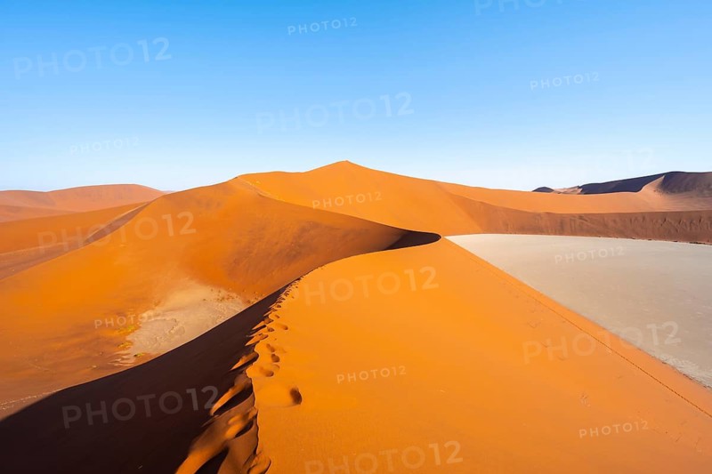 Dead Vlei, sand dune and white salt pan in the Namib Desert, Namib Naukluft Park, Namibia