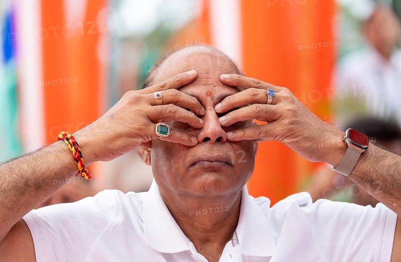 Vijay Kumar Gupta, member of Assam Legislative Assembly, from Guwahati Central Assembly constituency participated in a mass yoga session organised on the occasion of International Day of Yoga, in Guwahati, India on 21 June 2026. The International Day of Yoga is a global observance celebrated every year on 21 June to promote the benefits of yoga for physical, mental, and spiritual well-being