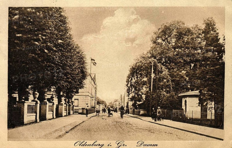 Historical postcard showing the dam in Oldenburg in Holstein, Schleswig-Holstein, Germany, authentic reproduction of an old postcard, around 1910, historical, exact date unknown