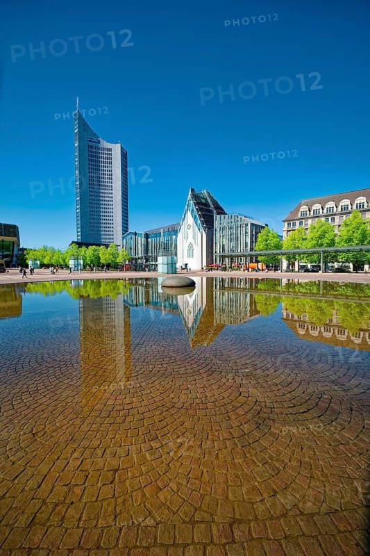 Krochhochhaus, Paulinum, Aula and University Church St. Pauli and Leipzig City Tower on Augustusplatz, University, Leipzig, Saxony, Germany