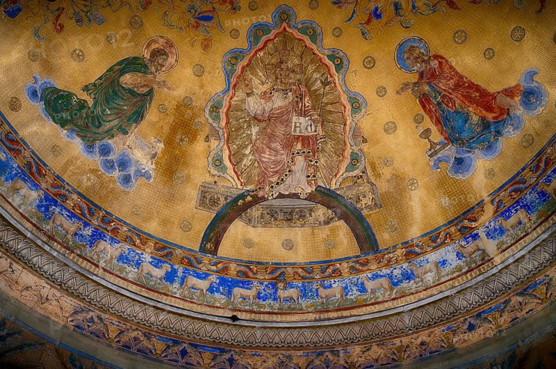 Interior view of choir room, ceiling fresco, St. John's Church, also St. John's Church, Schwäbisch Gmünd, Baden-Württemberg, Germany