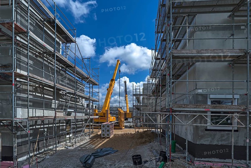 Construction of residential buildings with prefabricated concrete slabs, concrete construction, Middle Franconia, Bavaria, Germany