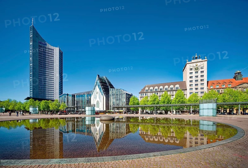Krochhochhaus, Paulinum, Aula and University Church St. Pauli and Leipzig City Tower on Augustusplatz, University, Leipzig, Saxony, Germany