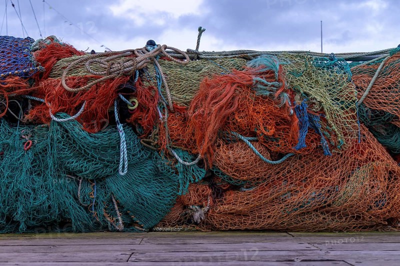 A pile of fishing nets, Harwich, England, Great Britain