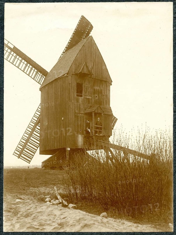 Wandervogel, Lebensreform, 19th century windmill, old wooden windmill in a rural area, deserted and historic charm, around 1924