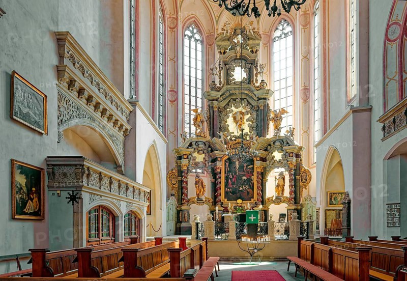 Naumburg Evangelical Lutheran City Church St. Wenzel, interior view of the altar, market square, Naumburg, Saxony-Anhalt, Germany