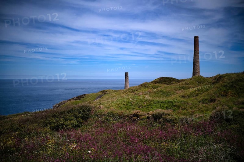 Chimneys, Ruin, Botallack Tin Mine, Tin Mine, Tin Mine, Mining, Pendeen, Trewellard near St Just in Penwith, Cornwall, England, Great Britain, Great Britain