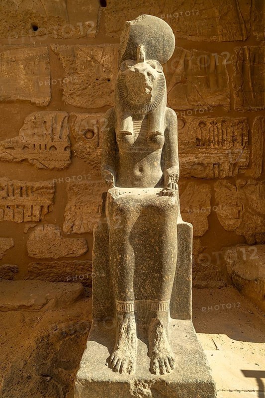 Statue of the lion goddess Sekhmet in the mortuary temple of Ramesses III in Medinet Habu, West Thebes near Luxor, Egypt