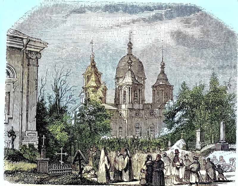 Coastal monastery of Saint Sergius, Russian Orthodox monastery in the coastal settlement of Strelna near Saint Petersburg, Russia, around 1880, illustration, reproduction from a 19th-century model. Authentic, file restored for optimal use, exact date of original unknown, historical, nostalgically colored