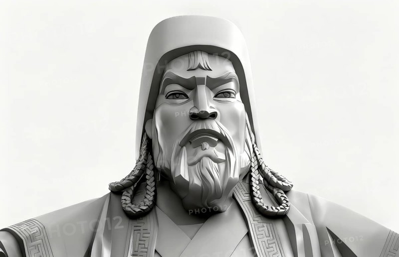 Genghis Khan, Dschingis Khan, or Chinggis Khan, born Temüjin, Temüdschin or Temüüdschin, c.?1162 – 1227, also known as Chinggis Khan, founder and first khan of the Mongol Empire, digitally edited based on a monument to Genghis Khan in Ulaanbaator, Mongolia, East Asia