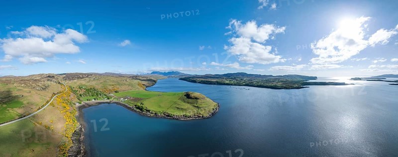 Aerial photo of the landscape at Loch Harport on the Isle of Skye, Inner Hybrides, Scotland, UK