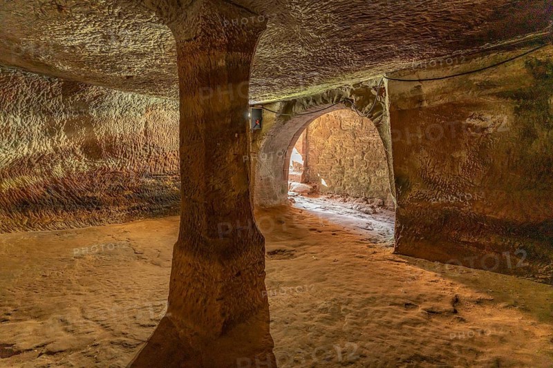 Interior of the Dahner castle group carved into the rock, consisting of the castles Altdahn, Grafendahn and Tanstein in Dahn, Rhineland-Palatinate, Germany