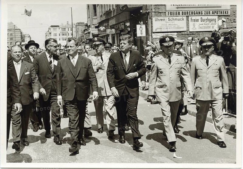 President John F. Kennedy, USA, West Berlin, visit, June 26, 1963, Cold War, Berlin Wall, Mayor Willy Brandt, Checkpoint Charly, border crossing, private photo
