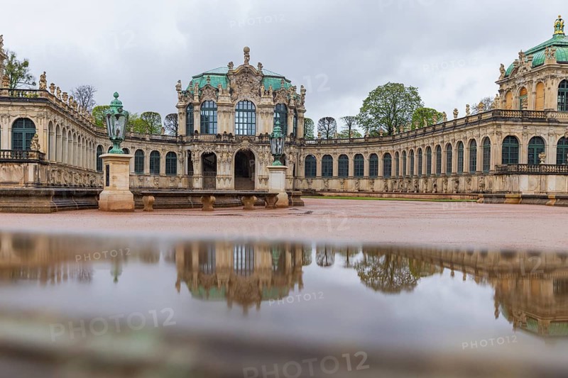 Zwinger's Pleasure Garden in Rain, Dresden, Saxony, Germany